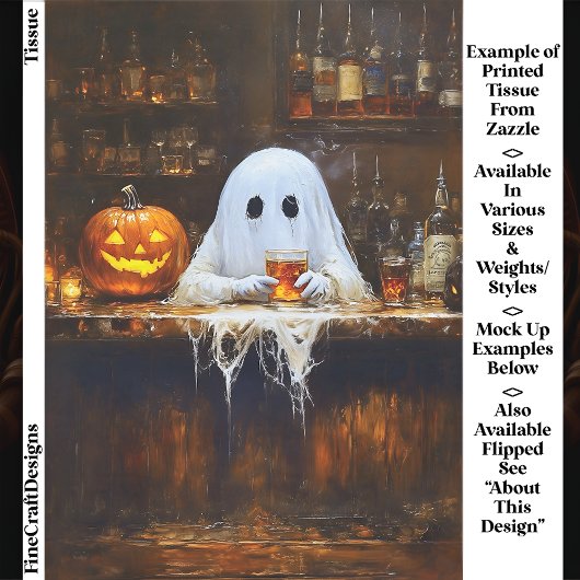 Ghost at Haunted Halloween Bar EA2L Decoupage Tissuepapier