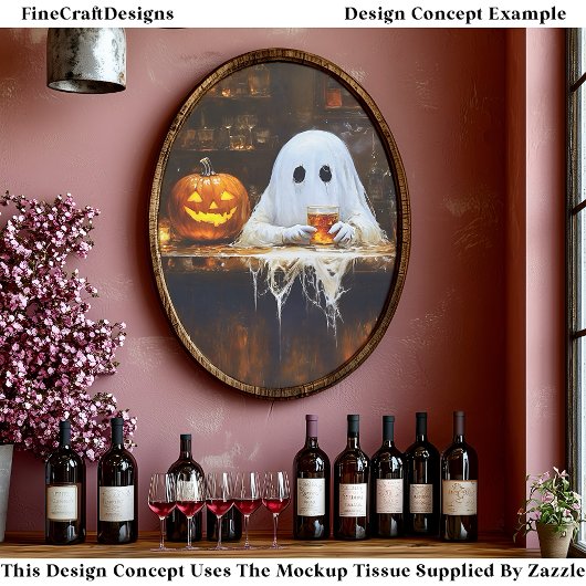 Ghost at Haunted Halloween Bar EA2L Decoupage Tissuepapier