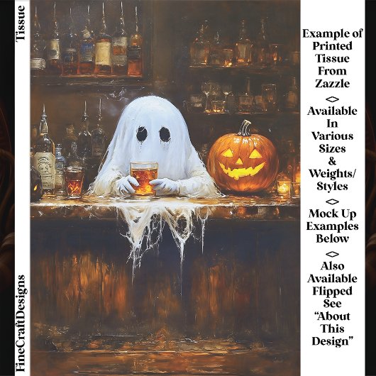 Ghost at Haunted Halloween Bar EA2R Decoupage Tissuepapier
