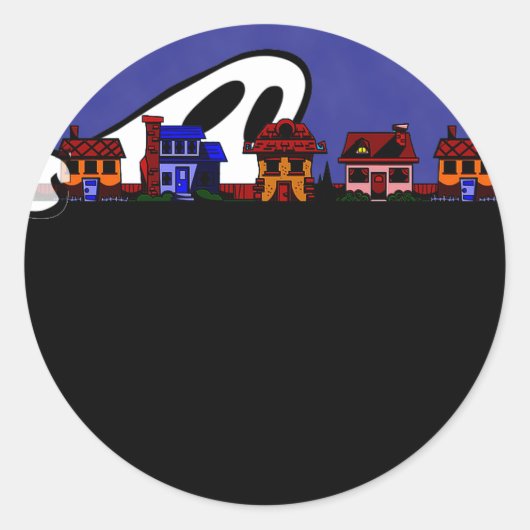 Ghost Avenue Halloween Ronde Sticker (Voorkant)