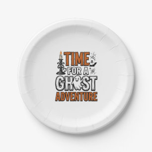 Ghost Avontuur Halloween Vintage Typografie Ontwer Papieren Bordje