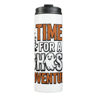Ghost Avontuur Halloween Vintage Typografie Ontwer Thermosbeker