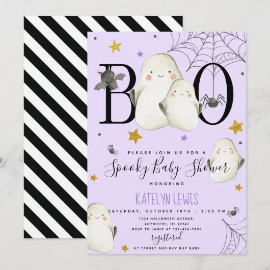 Ghost Baby shower Uitnodiging (Voorkant / Achterkant)