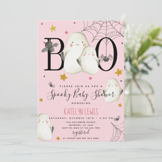 Ghost Baby shower Uitnodiging (Staand voorkant)