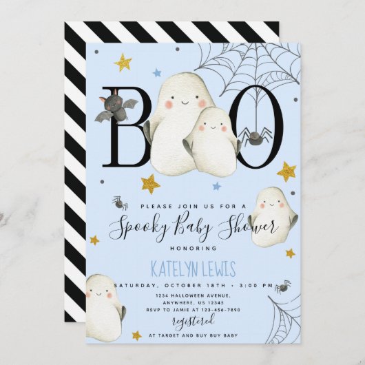Ghost Baby shower Uitnodiging (Voorkant / Achterkant)