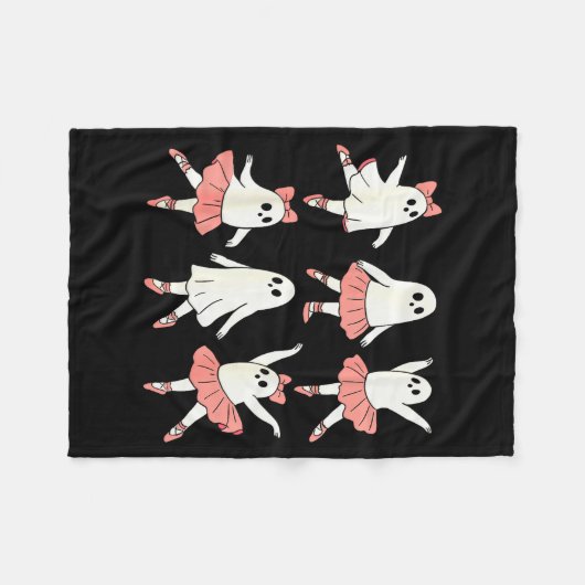 Ghost Ballerina Ballet Dance Teacher Halloween Cos Fleece Deken (Voorkant (Horizontaal))