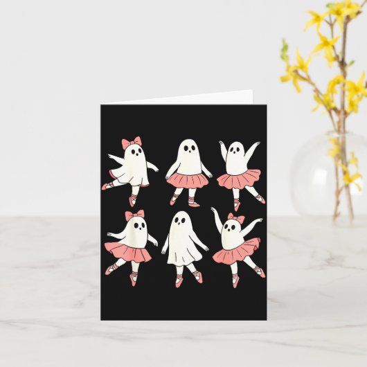 Ghost Ballerina Ballet Dance Teacher Halloween Cos Kaart (Gele Bloem)