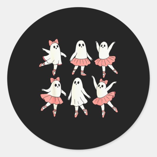 Ghost Ballerina Ballet Dance Teacher Halloween Cos Ronde Sticker (Voorkant)