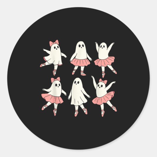 Ghost Ballerina Ballet Dance Teacher Halloween Cos Ronde Sticker (Voorkant)