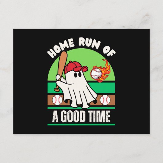 Ghost Baseball Player Halloween Informatiekaartje (Achterkant)