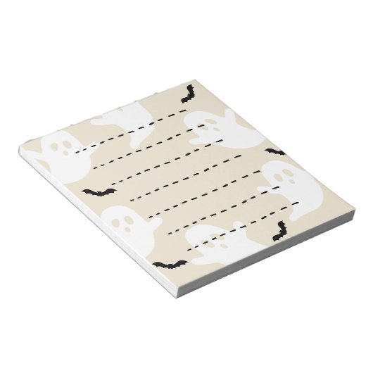 Ghost Bat Dashed Line Halloween Blank Notitieblok (Schuin)