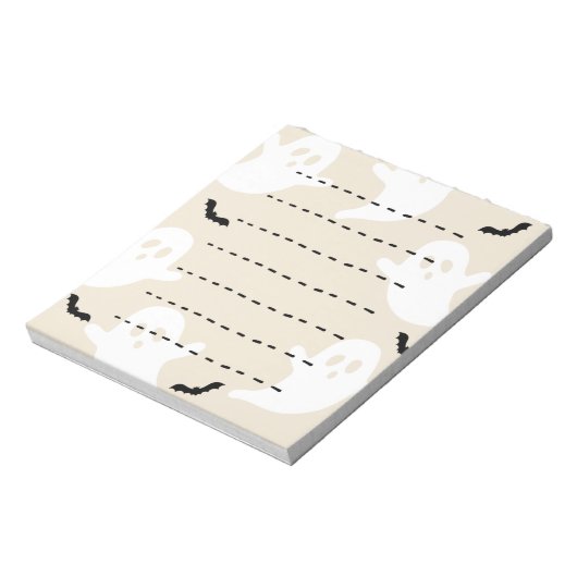 Ghost Bat Dashed Line Halloween Blank Notitieblok (Linkerzijde)