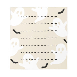 Ghost Bat Dashed Line Halloween Blank Notitieblok