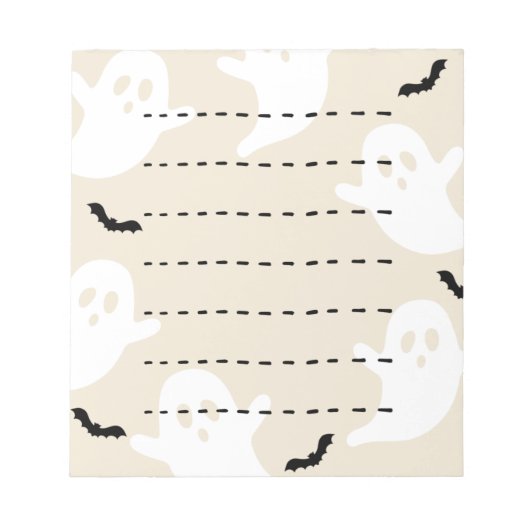 Ghost Bat Dashed Line Halloween Blank Notitieblok (Voorkant)