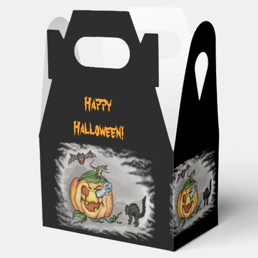 Ghost, Bat en Cat, Happy Halloween. Bedankdoosjes (Geopend)