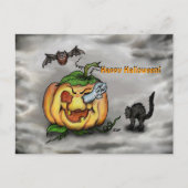 Ghost Bat en Cat, Happy Halloween! Briefkaart (Voorkant)