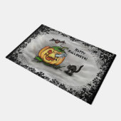 Ghost, Bat en Cat, Happy Halloween. Deurmat (Schuin)