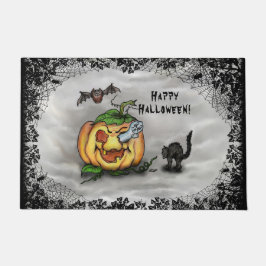 Ghost, Bat en Cat, Happy Halloween. Deurmat
