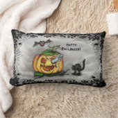 Ghost, Bat en Cat, Happy Halloween. Kussen (Deken)