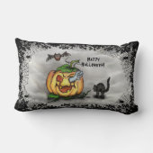 Ghost, Bat en Cat, Happy Halloween. Kussen (Achterkant)