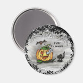 Ghost, Bat en Cat, Happy Halloween. Magneet (Voorkant / Achterkant)