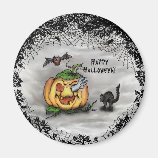 Ghost, Bat en Cat, Happy Halloween. Magneet (Voorkant)