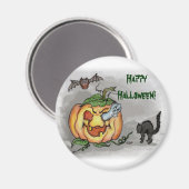 Ghost, Bat en Cat, Happy Halloween. Magneet (Voorkant / Achterkant)