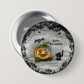 Ghost, Bat en Cat, Happy Halloween. Ronde Button 7,6 Cm (Voorkant /achterkant)