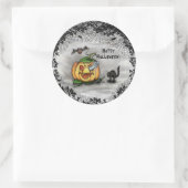 Ghost, Bat en Cat, Happy Halloween. Ronde Sticker (Tas)