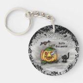 Ghost, Bat en Cat, Happy Halloween. Sleutelhanger (Voorkant)