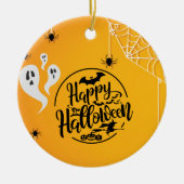 GHOST BAT SPIN WEB ILLUSTRATIE HALLOWEEN KERAMISCH ORNAMENT (Voorkant)