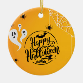 GHOST BAT SPIN WEB ILLUSTRATIE HALLOWEEN KERAMISCH ORNAMENT