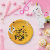 GHOST BAT SPIN WEB ILLUSTRATIE HALLOWEEN PAPIEREN BORDJE (Feest)