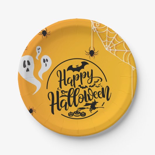GHOST BAT SPIN WEB ILLUSTRATIE HALLOWEEN PAPIEREN BORDJE (Voorkant)