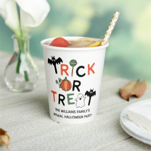 Ghost Bats Pumpkin Cute Trick or treat Halloween Papieren Bekers