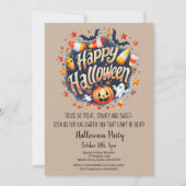 Ghost Bats Trick or treat Pumpkin Halloween Party Kaart (Voorkant)