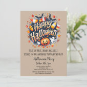 Ghost Bats Trick or treat Pumpkin Halloween Party Kaart (Staand voorkant)