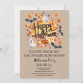 Ghost Bats Trick or treat Pumpkin Halloween Party Kaart (Voorkant)