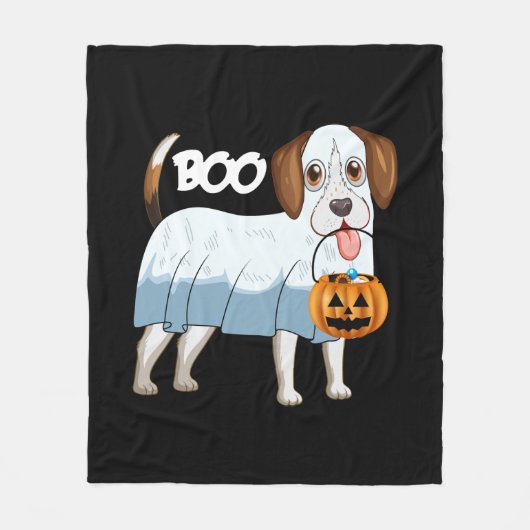 Ghost Beagle Halloween Dog Fleece Deken (Voorkant)