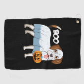 Ghost Beagle Halloween Dog Golfhanddoek (Horizontaal)