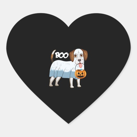 Ghost Beagle Halloween Dog Hart Sticker (Voorkant)