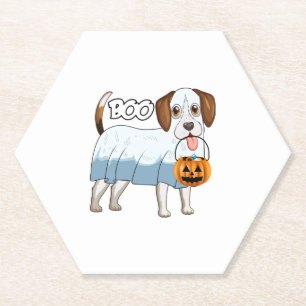 Ghost Beagle Halloween Dog Kartonnen Onderzetters