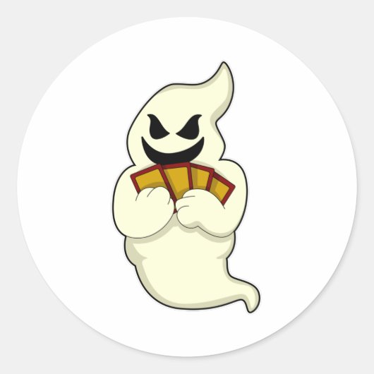 Ghost bij Poker met pokerkaarten Ronde Sticker (Voorkant)