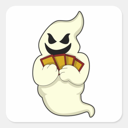 Ghost bij Poker met pokerkaarten Vierkante Sticker (Voorkant)