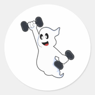 Ghost bij Sterke training met Dumbbells Ronde Sticker