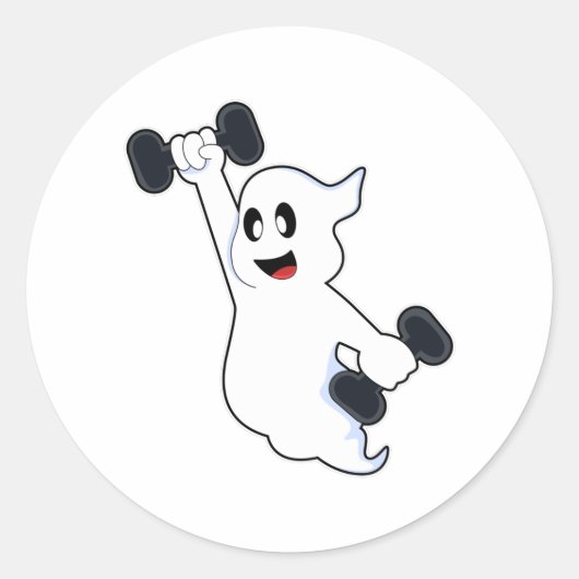Ghost bij Sterke training met Dumbbells Ronde Sticker (Voorkant)