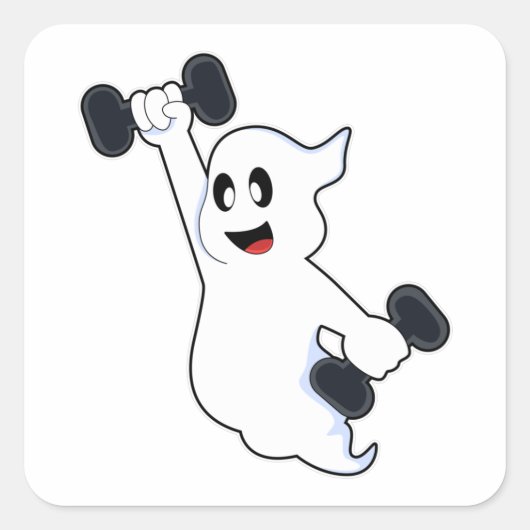 Ghost bij Sterke training met Dumbbells Vierkante Sticker (Voorkant)