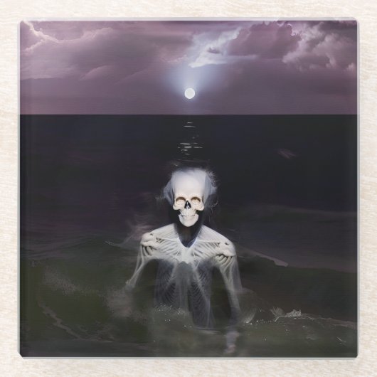 Ghost bij Zee - olieverfschilderij Glazen Onderzetter (Voorkant)