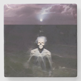 Ghost bij Zee - olieverfschilderij Stenen Onderzetter