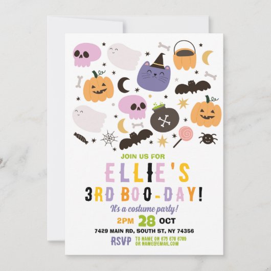 Ghost Birthday Pumpkins Meisjes Roze Halloween Kaart (Voorkant)